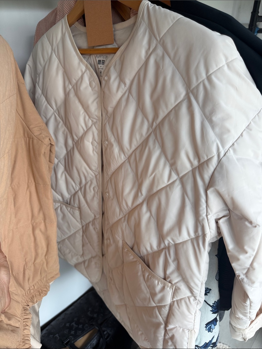 Uniqlo Cream Quilted Puffer Jacket
